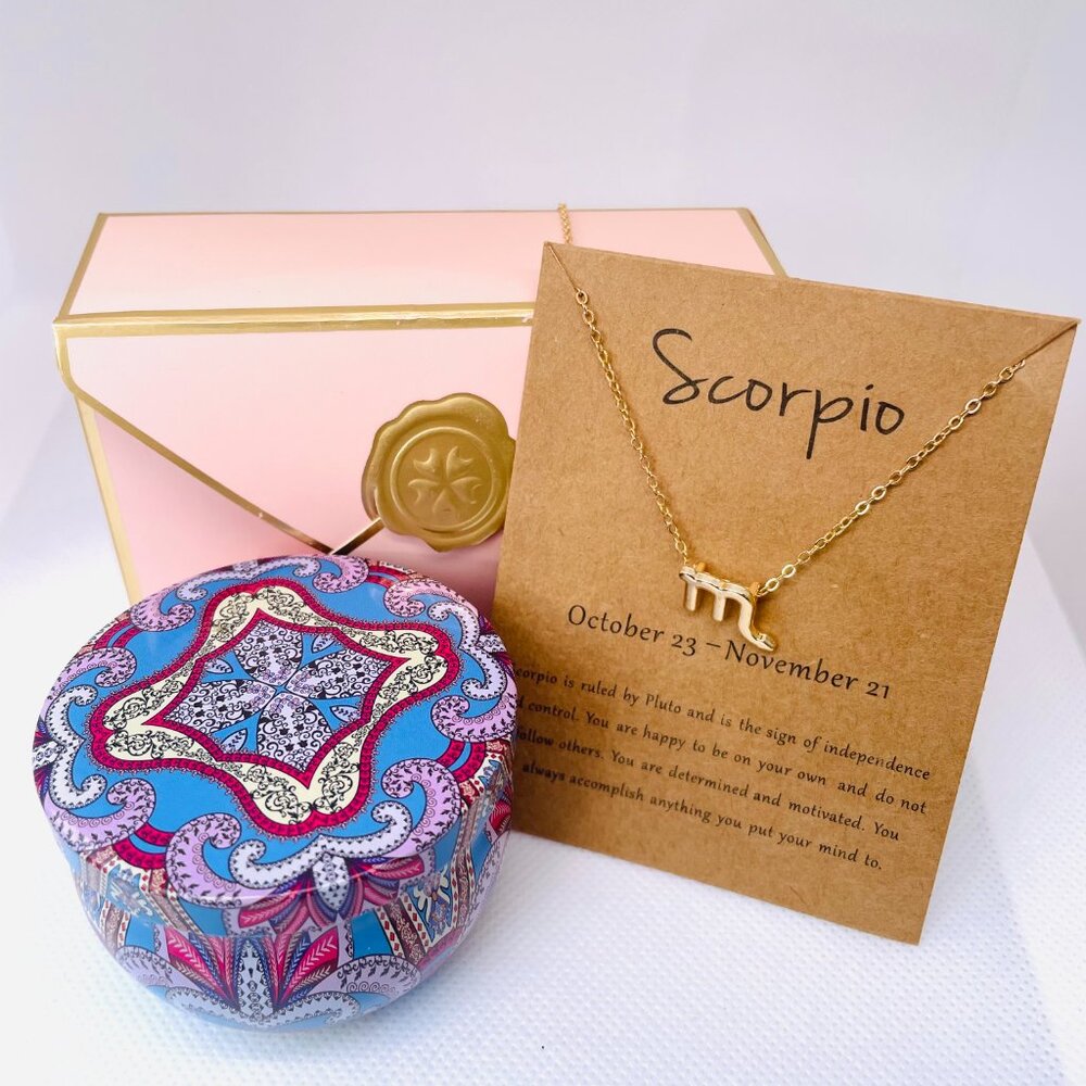 Zodiac Necklace and Scented Candle Gift Set